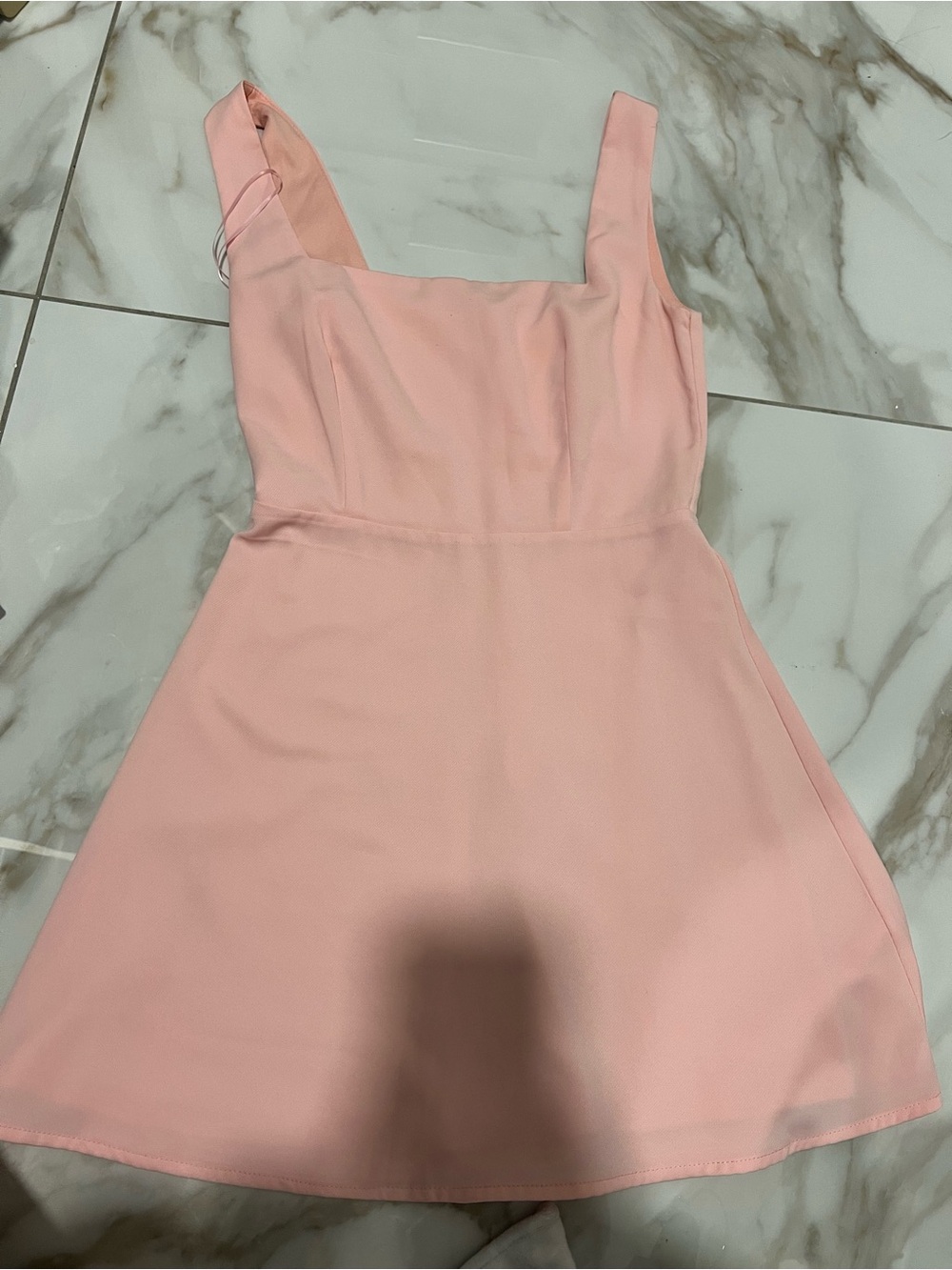Sweet Pink A-Line Square Neck Mini Dress